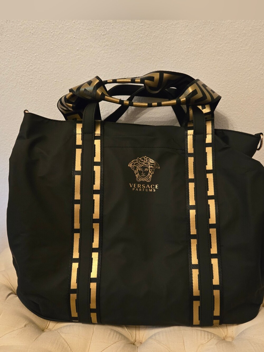Versace Parfums Medusa Tote Bag Black And Gold Like New